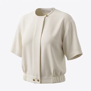 Vintage Josephine Chaus Ivory Blouse Gold Button Dolman Sleeve 80s 90s Medium